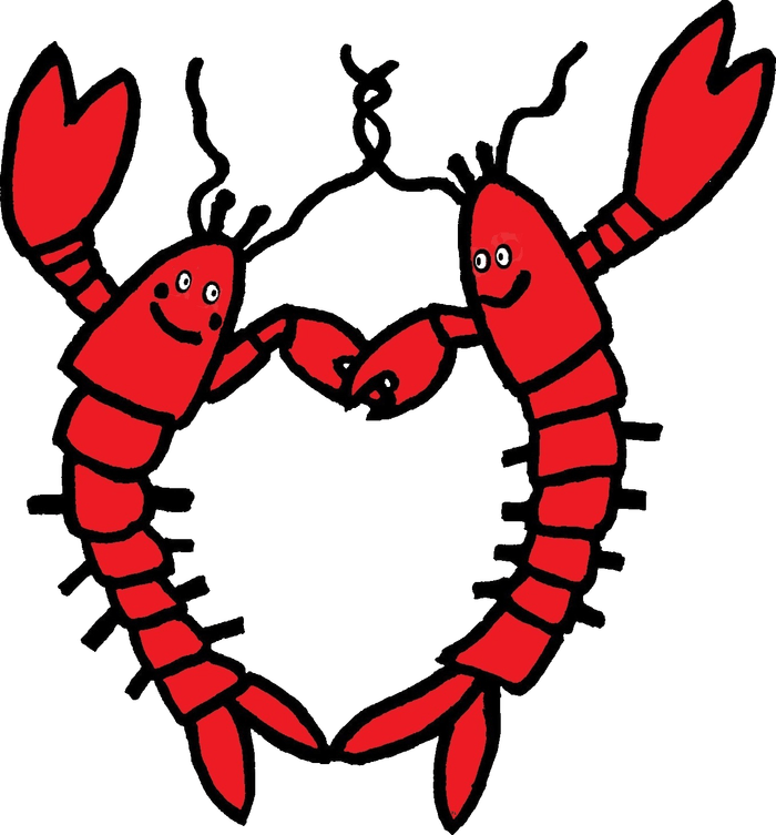 Two lobsters forming a heart